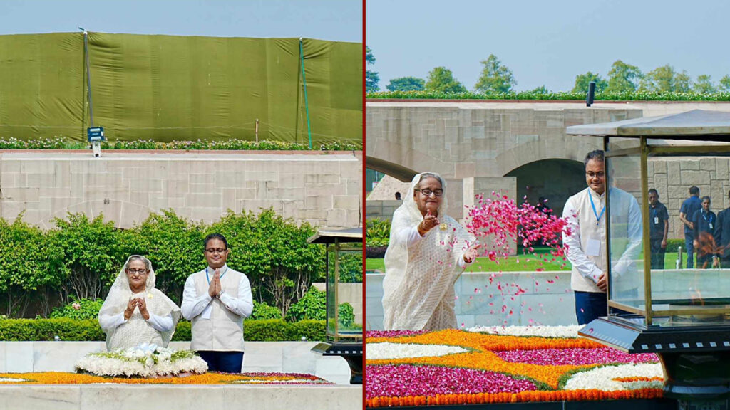 মহাত্মা গান্ধীর সমাধিতে শেখ হাসিনার শ্রদ্ধা, পরিদর্শন বইয়ে স্বাক্ষর